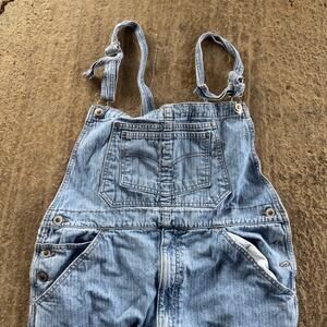 VINTAGE 90S LEVIS SILVERTAB RAILROAD STRIPE DENIM OVERALLS BAGGY SKATE MEN 38X30